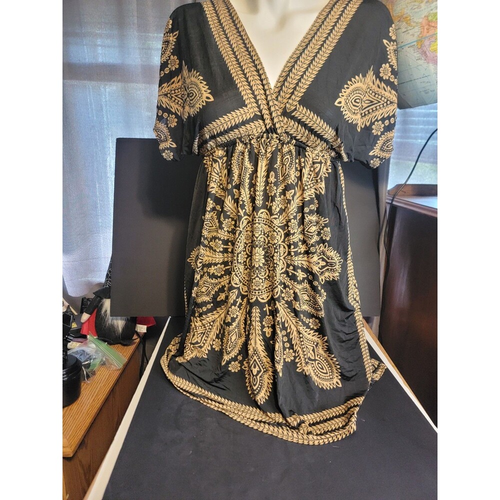 Black and gold bohemian tunic dress